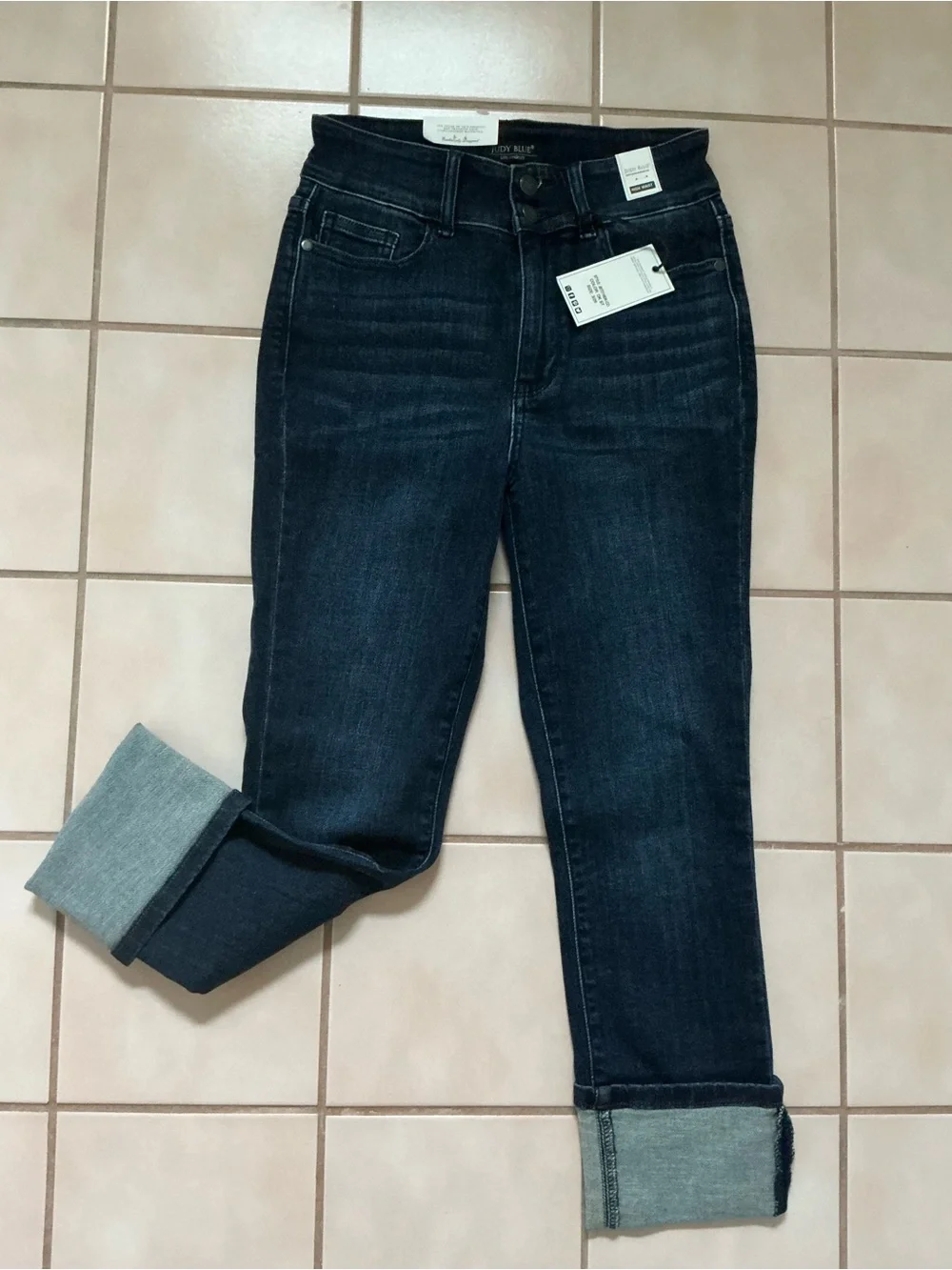 Judy Blue High Waist Double Button Capri  Dark Wash Jeans 72118 Sz 3/26 NWT!